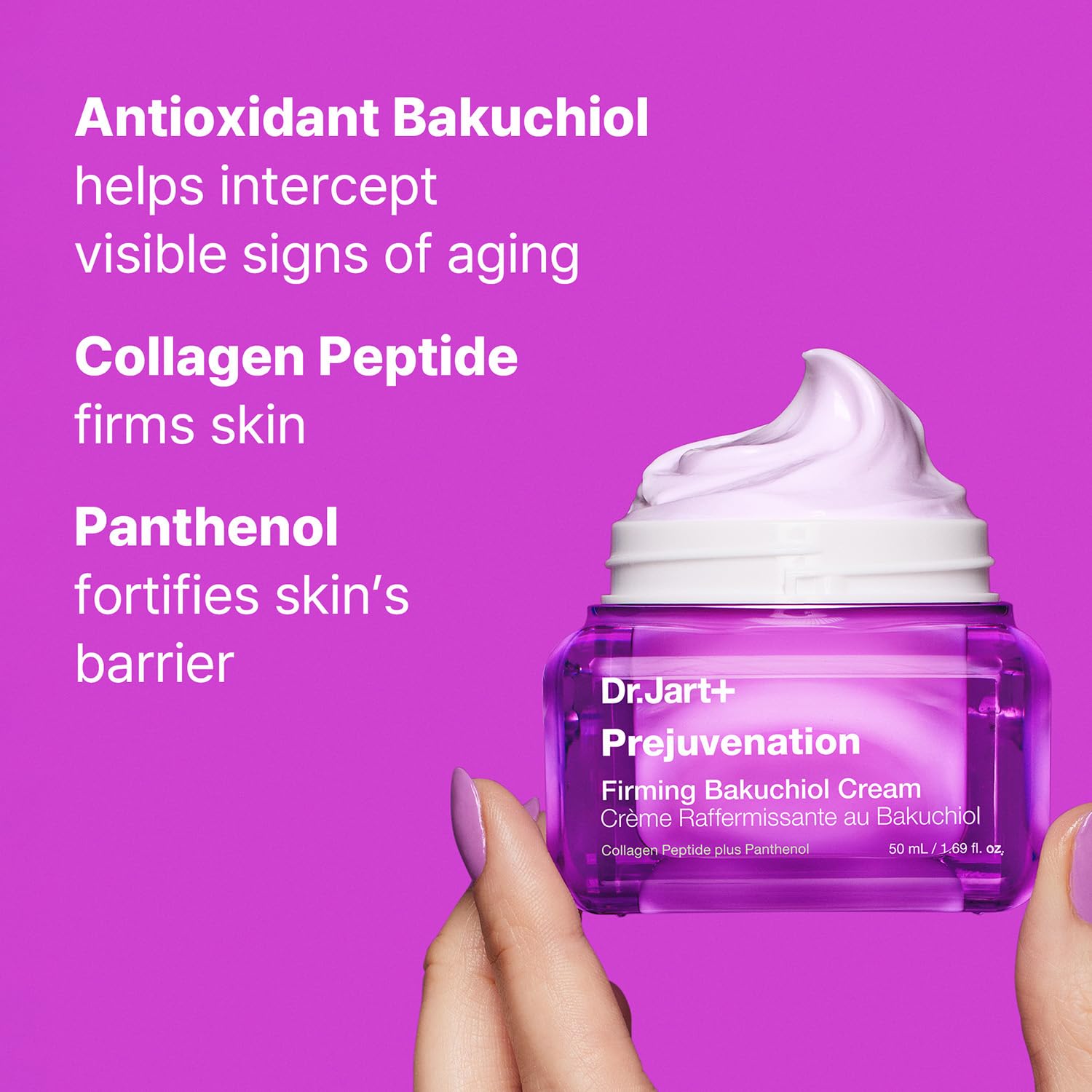 Dr.Jart+ Prejuvenation Firming Bakuchiol Cream with Collagen Peptides | Korean Anti Aging Face Cream | Sensitive Skin Friendly | Korean Skin Care, 1.69 Fl Oz